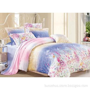 Warm Floral  Pattern Lyocell Bedding Sets Green Printed  ,